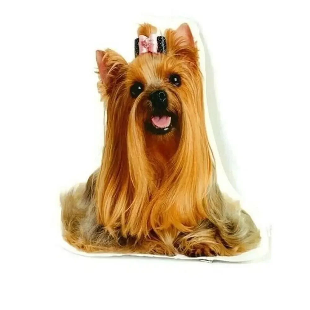Yorkie Yorkshire Terrier Throw Pillow White and Brown 12 x 13
